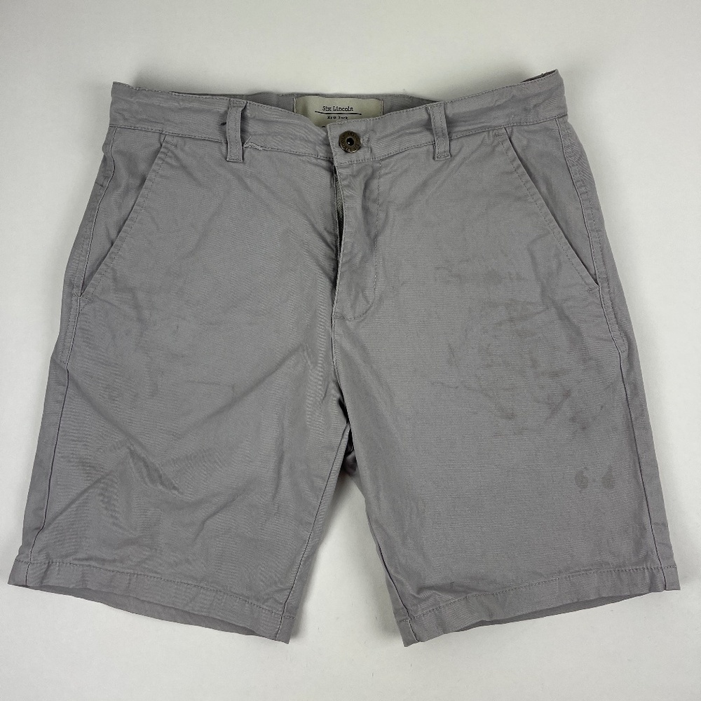 Six Lincoln Shorts Mens Size 30 Gray Flat Front Classic Fit